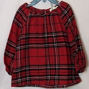 Copper Key Girls Red Long Sleeve Plaid Festive Christmas Holiday Top